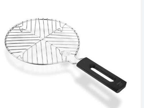 KARVA GROUP KARVA GROUP Round Stainless Steel Papad Jali with Heat-Resistant Bakelite Handle | Roti Jali and Barbecue Grill | Papad Jali | Roti Jali | Perfect Grilling and Roasting (Size - Small) 