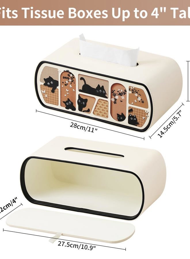 MEIBOOCH Kitty Cat Tissue Box Cover Rectangle, 4 Inches High Tissue Box Holder for 120(3-Ply)/160(2-Ply) Count Boxes, Stylish Curved Edge Tissue Holder for Bathroom Living Room Car Office (Beige) - Image 4