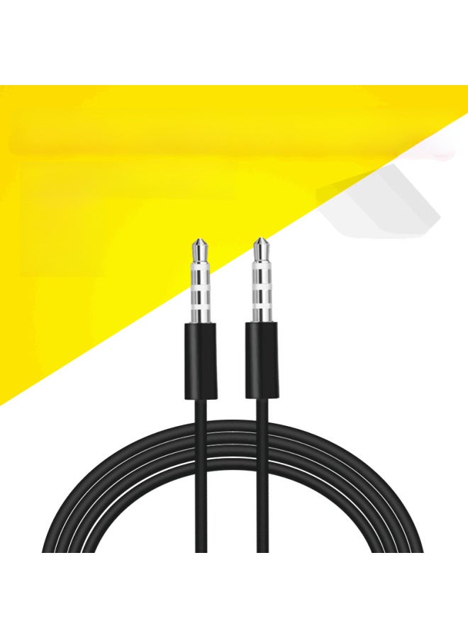 Audio Cable AUX Car Cable 3.5mm Car Cable 4 Section 4 Core Audio Tape Microphone Audio Cable-Color:Y-1001 (Section 4 Public To Public Black)-Length:1 M  - Image 1