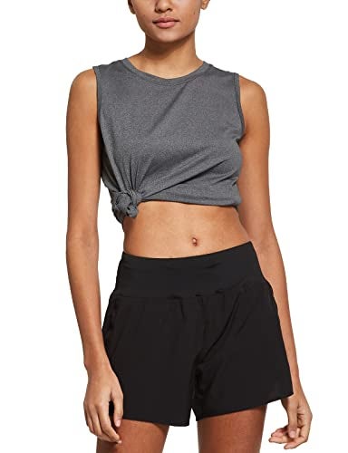 baleaf Women's Workout Tops Sleeveless Running Yoga Tops Gym Atnletic Shirts Activewear Gray Size XL - Image 5