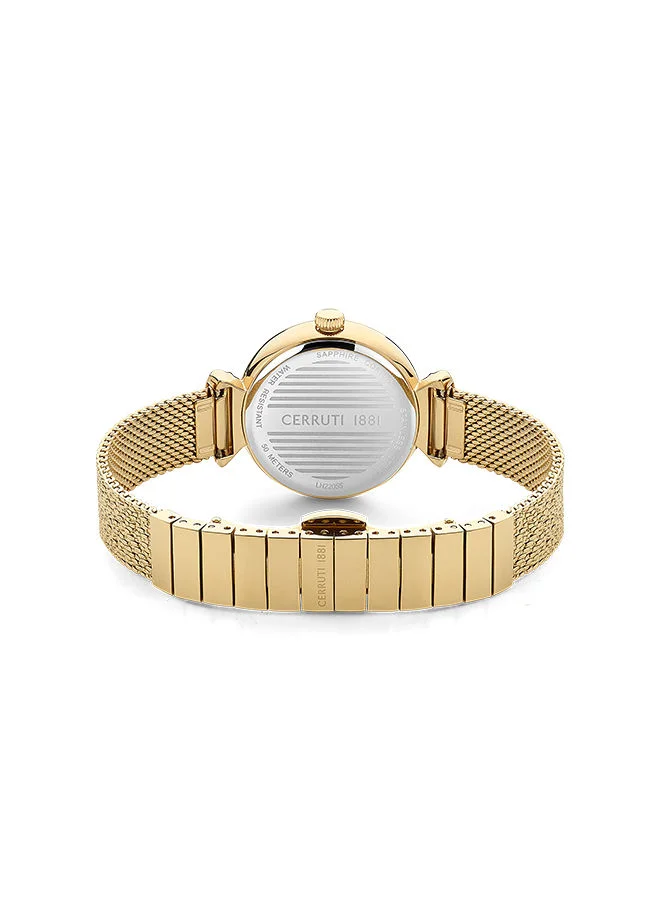 CERRUTI 1881 Women's Round Shape Stainless Steel Band Analog Wrist Watch 30 mm - Grey Dial - CIWLH2205503
