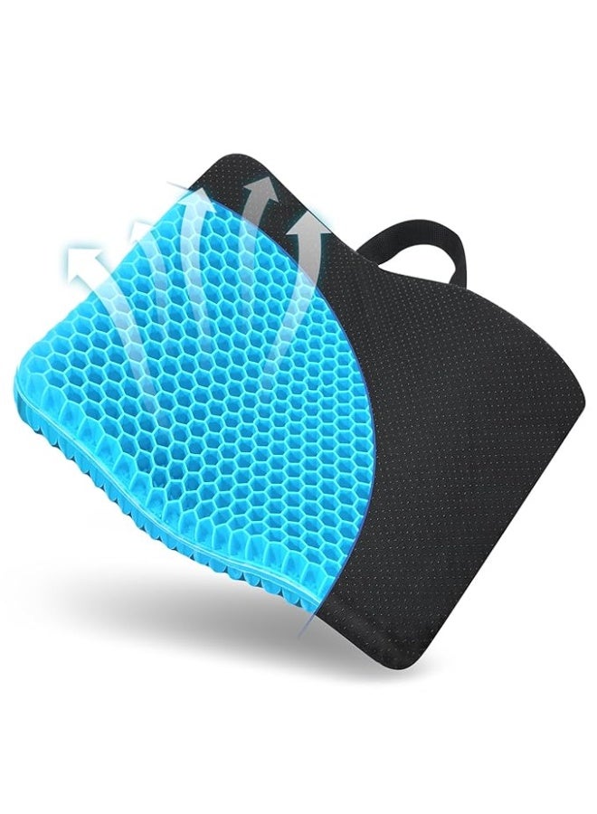Double Thick Gel Seat Cushion - Orthopedic Non-Slip Silicone Seat Pillow - Relief for Back, Sciatica & Tailbone Pain - Ergonomic Support for Car, Office Chair & Wheelchair - Light Blue - Image 1