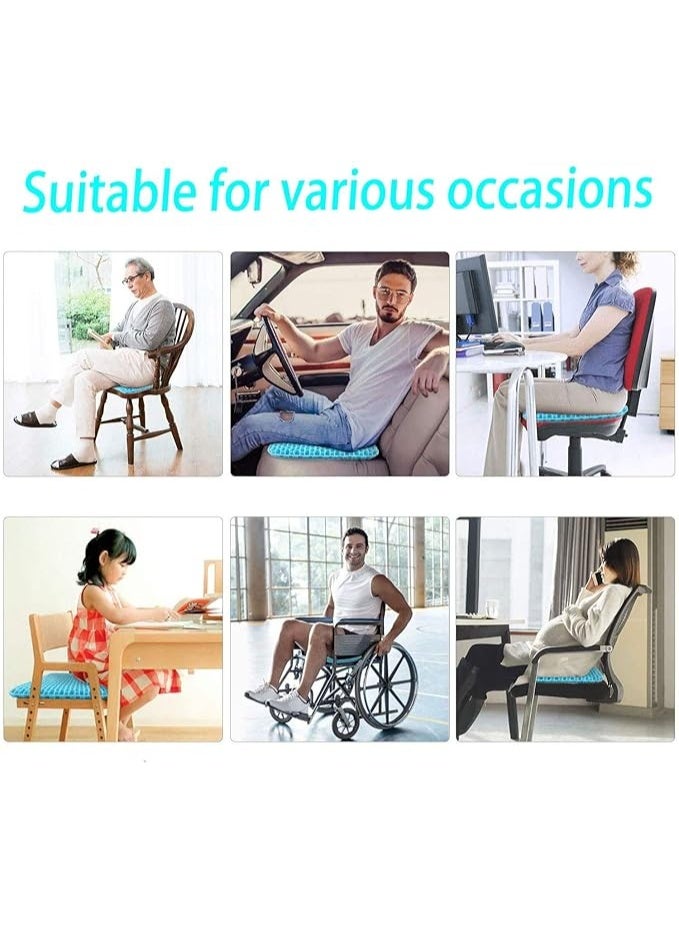 Double Thick Gel Seat Cushion - Orthopedic Non-Slip Silicone Seat Pillow - Relief for Back, Sciatica & Tailbone Pain - Ergonomic Support for Car, Office Chair & Wheelchair - Light Blue - Image 2