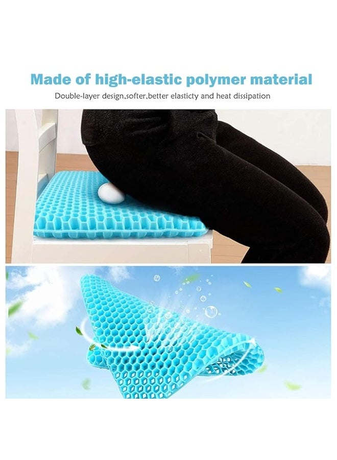 Double Thick Gel Seat Cushion - Orthopedic Non-Slip Silicone Seat Pillow - Relief for Back, Sciatica & Tailbone Pain - Ergonomic Support for Car, Office Chair & Wheelchair - Light Blue - Image 4