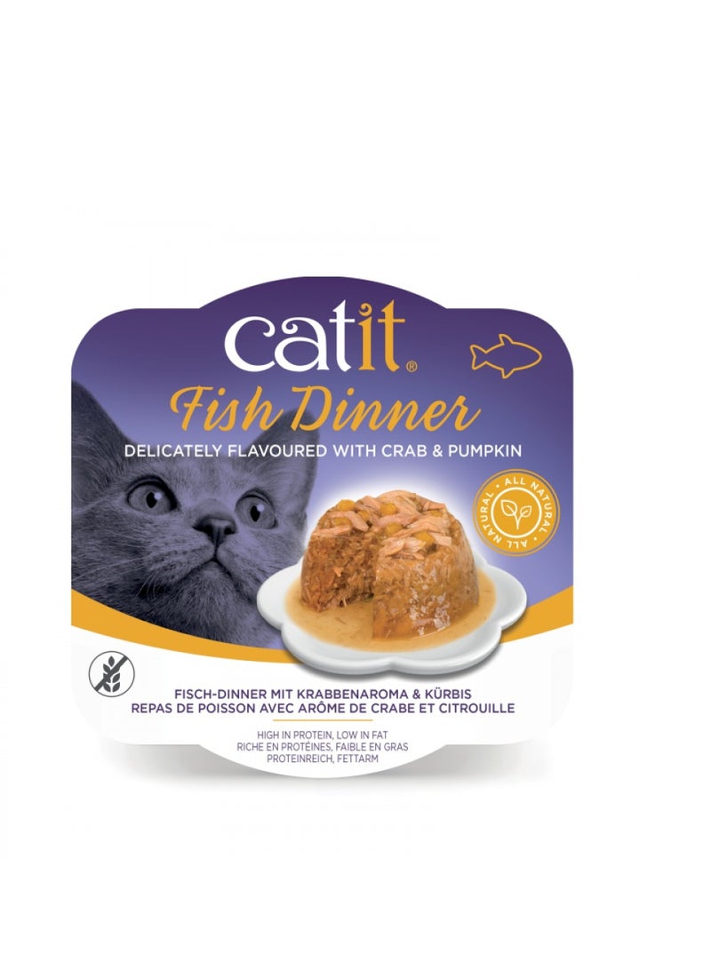 Catit Fish Dinner Cat Food - Crab & Pumpkin - Pouch - BOX - 6*80g