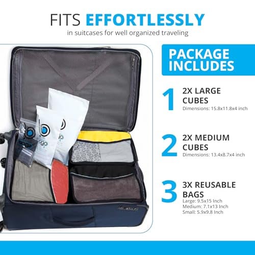 bago 7 Pcs Packing Cubes for Travel - 4 Travel Packing Cubes for Suitcases with 3 ZipLock Bags - Luggage Organizer Bags to Get Maximum Storage, Save Time & Effort to Pack (Green Red PurpleYellow) - Image 5