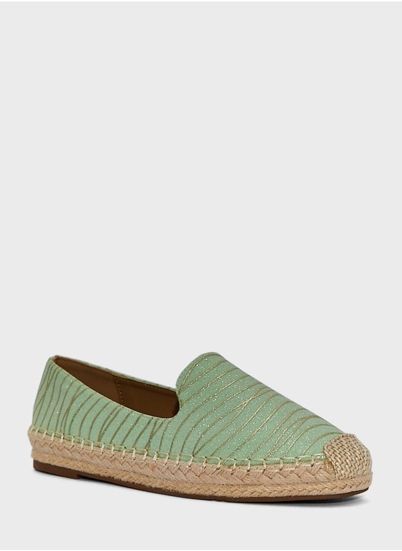 ELLA - Black Shimmery Striped Espadrille - Image 1