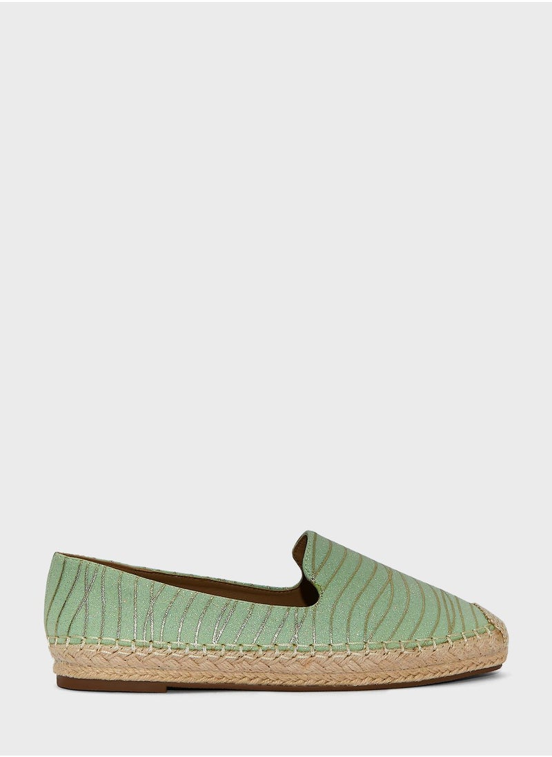 ELLA - Black Shimmery Striped Espadrille - Image 1