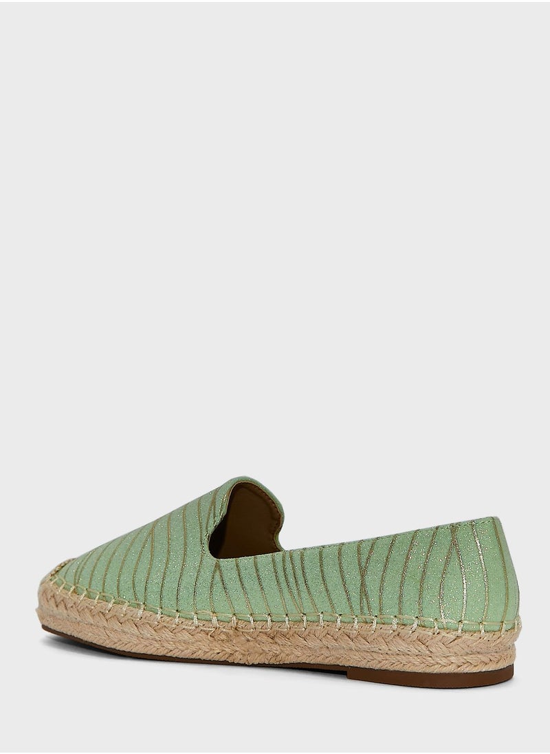 ELLA - Black Shimmery Striped Espadrille - Image 1