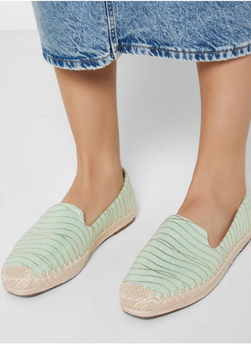 ELLA - Black Shimmery Striped Espadrille - Image 1