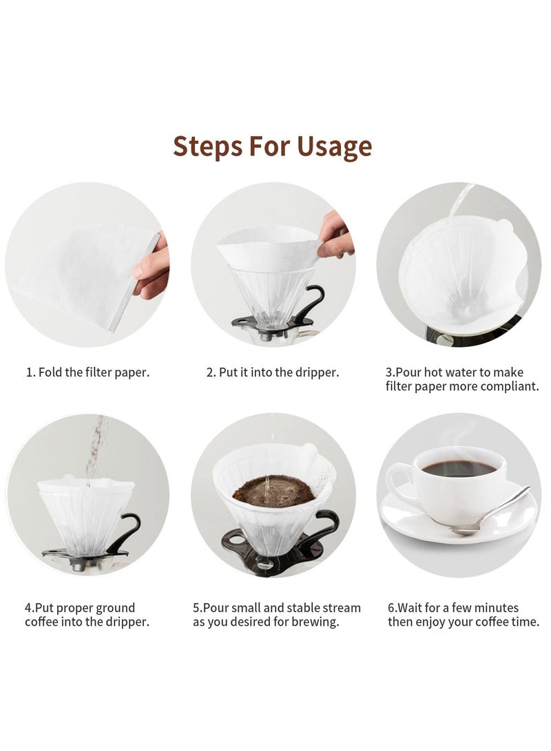 Coffee Filters, Size 02 Cone Natural Paper Filters, 100 Count 2-4 Cup, For Pour Over and Drip Coffee Maker (White V02) - Image 3