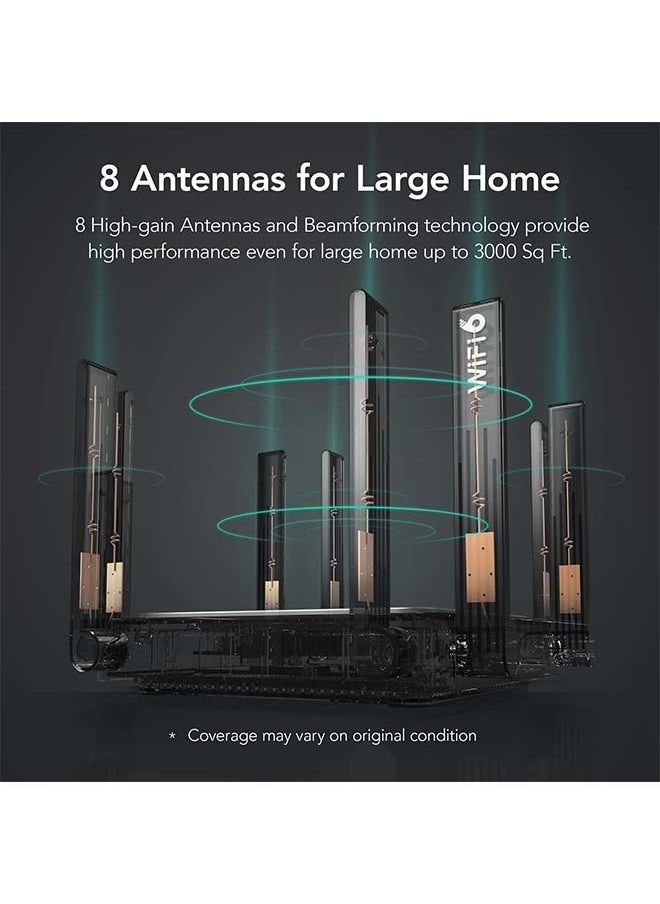 Reyee - Reyee WiFi 6 Router AX3200 Wireless Internet High Speed Smart Router with 8 Omnidirectional Antennas - Image 1