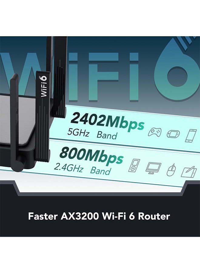 Reyee - Reyee WiFi 6 Router AX3200 Wireless Internet High Speed Smart Router with 8 Omnidirectional Antennas - Image 1