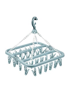 sokany Sock Airer with 32 Clips, Indoor and Outdoor Clothes Hanging Airer, Folding Rotary Clothes Airer for Socks, Underwear and Small Clothes (Blue)  - Image 1
