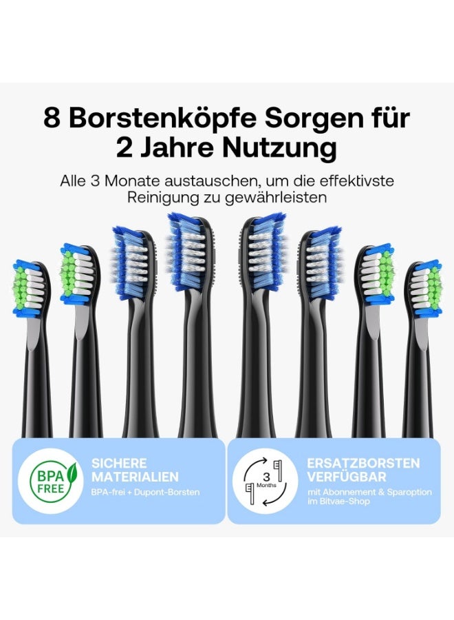 Bitvae D2 Sonic Electric Toothbrush – Rechargeable Toothbrush for Adults & Kids with 5 Brushing Modes, 8 Brush Heads & Portable Holder - Image 4