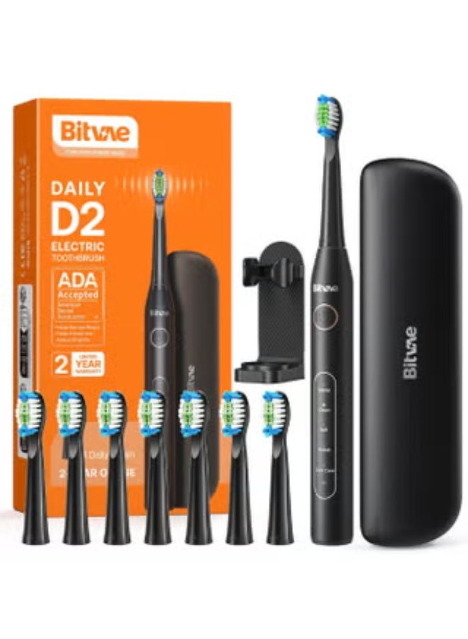 Bitvae D2 Sonic Electric Toothbrush – Rechargeable Toothbrush for Adults & Kids with 5 Brushing Modes, 8 Brush Heads & Portable Holder - Image 1