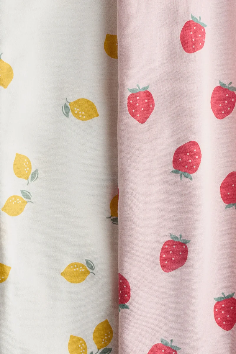 اتش اند ام بيجاما من نسيج قطني منقوش - عبوة من قطعتين