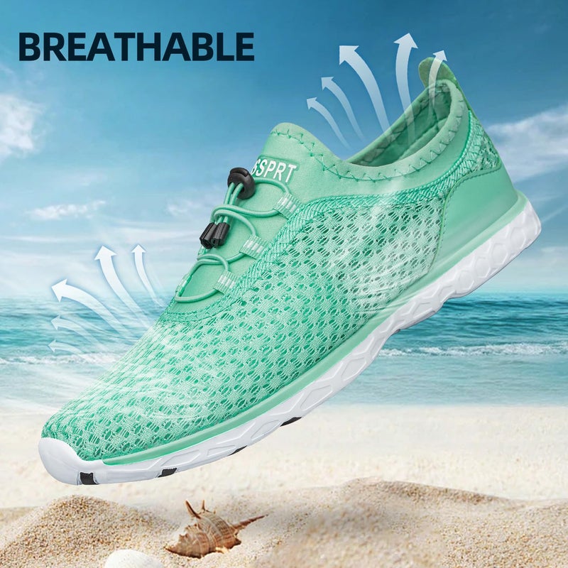 DOUSSPRT Women's Water Shoes Quick Drying Sports Aqua Shoes Green Size 8 - Image 5