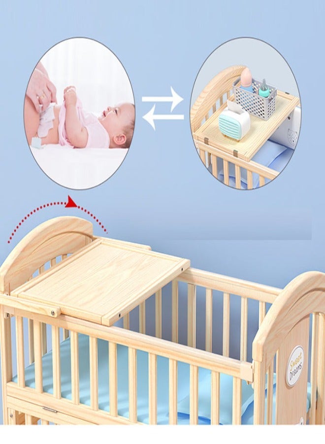 بيلانينا سرير أطفال خشبي متعدد الاستخدامات بارتفاع قابل للتعديل وعجلات ووظيفة تأرجح - Image 4