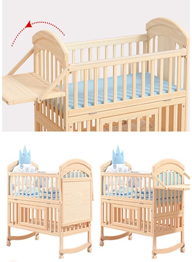 بيلانينا سرير أطفال خشبي متعدد الاستخدامات بارتفاع قابل للتعديل وعجلات ووظيفة تأرجح - Image 3