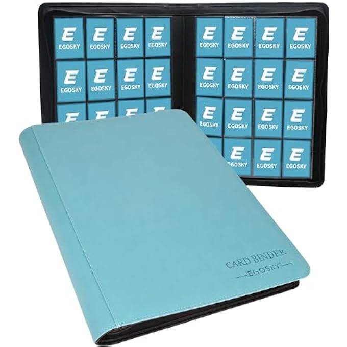 EGOSKY TRADING CARD BINDER 16 POCKET, LARGE SIDE LOADING CARD BINDER FOR 1000+ CARDS, DOUBLE SIDED CARD ALBUM FOR MTG, TCG, SPORT, GAME BUSINESS CARDS - Image 1