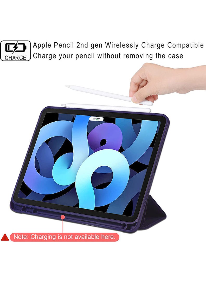 Theodor - Protective iPad Air 4 10.9" (2020)/ iPad Air 5 10.9 (2022) Slim Stand Hard Back Shell Smart Cover Case With Pencil Holder -Navy Blue - Image 1