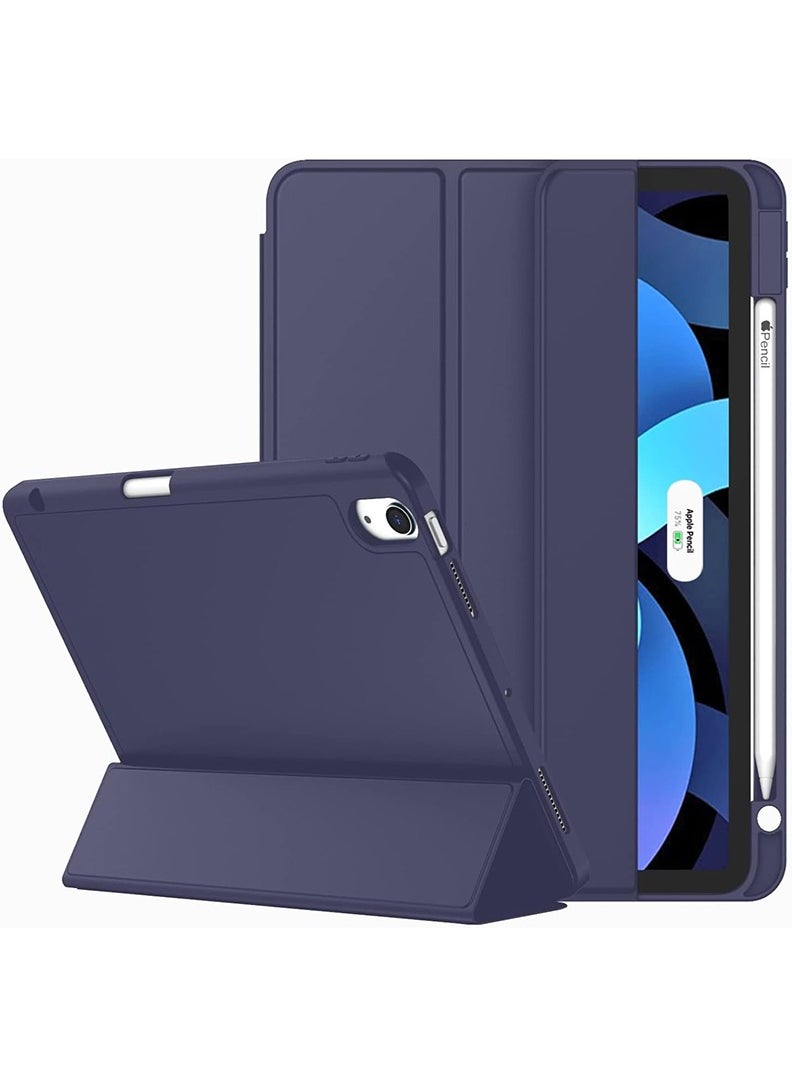 Theodor - Protective iPad Air 4 10.9" (2020)/ iPad Air 5 10.9 (2022) Slim Stand Hard Back Shell Smart Cover Case With Pencil Holder -Navy Blue - Image 1