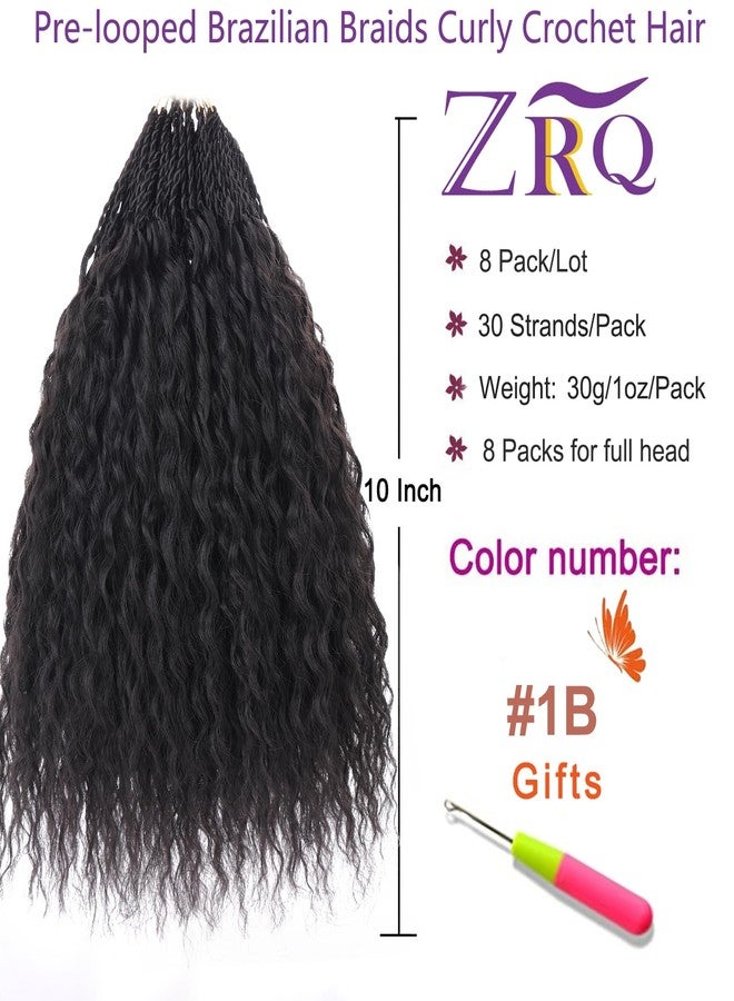 ZRQ Pre looped Micro Brazilian Braids Curly Crochet Hair 10 inch Water Wave Crochet Hair Afro Kinky Curly Crochet Hair Extensions Deep Wave Synthetic Crochet Hair For Women - Image 3