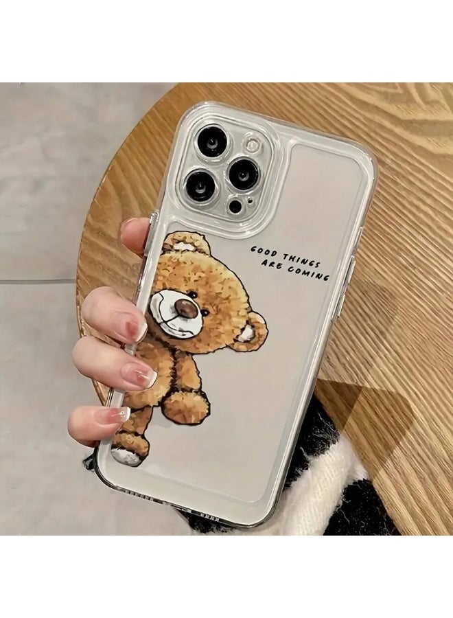 شي إن 1 قطعة غطاء هاتف شفاف مانع للسقوط بطبعة دب، متوافق مع أجهزة ايفون 15 برو - Image 2