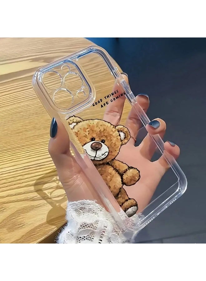 شي إن 1 قطعة غطاء هاتف شفاف مانع للسقوط بطبعة دب، متوافق مع أجهزة ايفون 15 برو - Image 1