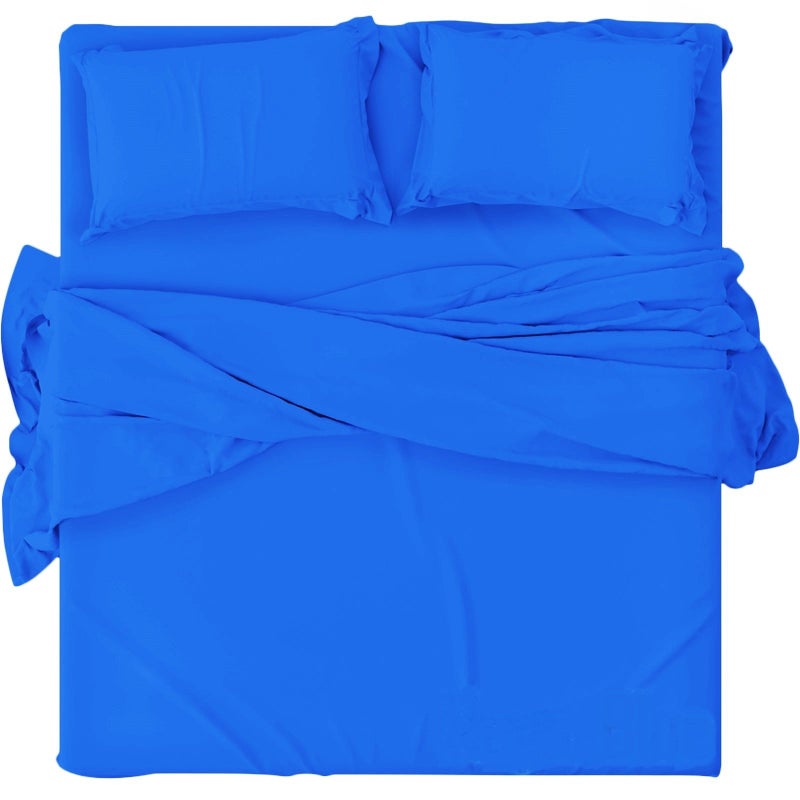 COT PRINTS 100% Cotton 200 TC Extra Large Double Bed Sheet Set (1 Sheet and 2 Pillow Covers)(Blue) - Image 2