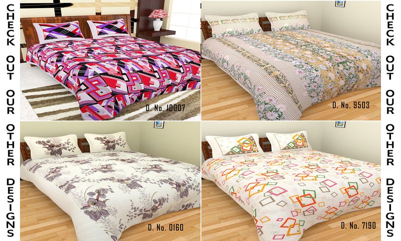 COT PRINTS 100% Cotton 200 TC Extra Large Double Bed Sheet Set (1 Sheet and 2 Pillow Covers)(Blue) - Image 4