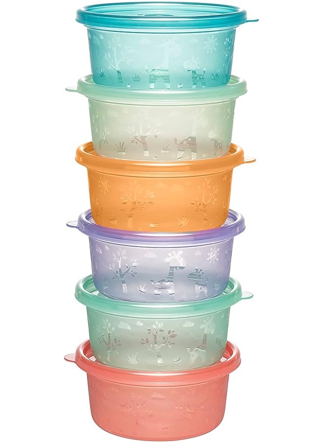 nip - Snackbox With Lid Stackable Baby Food Storage Made In Germany Giraffe Multicolor 6 Pcs - Image 1