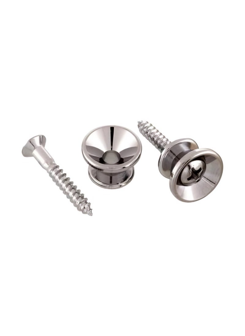 ماركة غير محددة Metal Strap Lock End Pins Buttons For Guitar Ukulele Mandolin + Screws - 2 Pcs  - Image 1