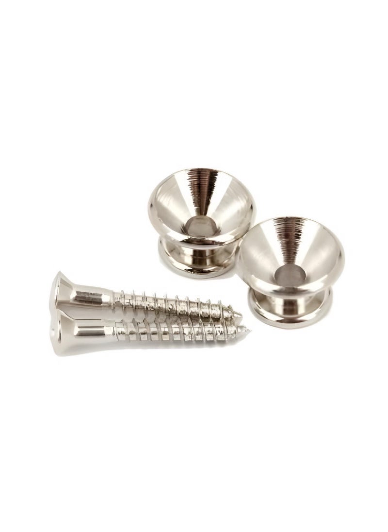 ماركة غير محددة Metal Strap Lock End Pins Buttons For Guitar Ukulele Mandolin + Screws - 2 Pcs  - Image 2