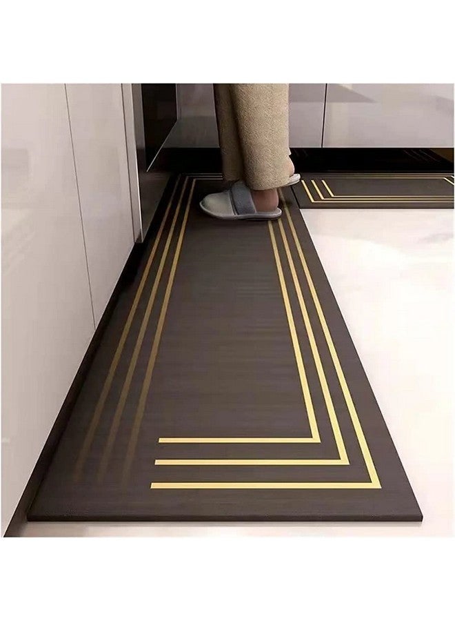 Home-Cloud HomeCloud Rubber Kitchen Mats for Floor Set of 2 Pcs | Non-Skid, Soft Absorbent Rugs for Kitchen, Laundry, and Hallway | 120x40cm, 40x60cm| 4mm Thickness (Gold_Linning_Black) - Image 5