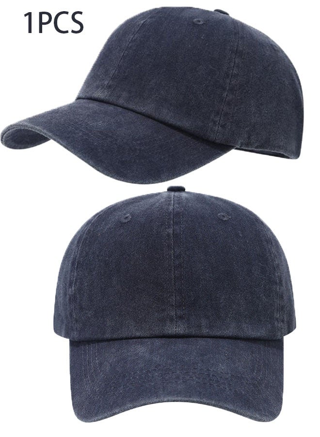 Happy D Baseball Cap, Golf Dad Hat, Adjustable, Original Classic, Low-Key, Cotton Hat, Unprocessed, Simple Flat Top, Unisex, Navy Blue - Image 1