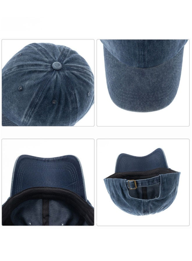 Happy D Baseball Cap, Golf Dad Hat, Adjustable, Original Classic, Low-Key, Cotton Hat, Unprocessed, Simple Flat Top, Unisex, Navy Blue - Image 5