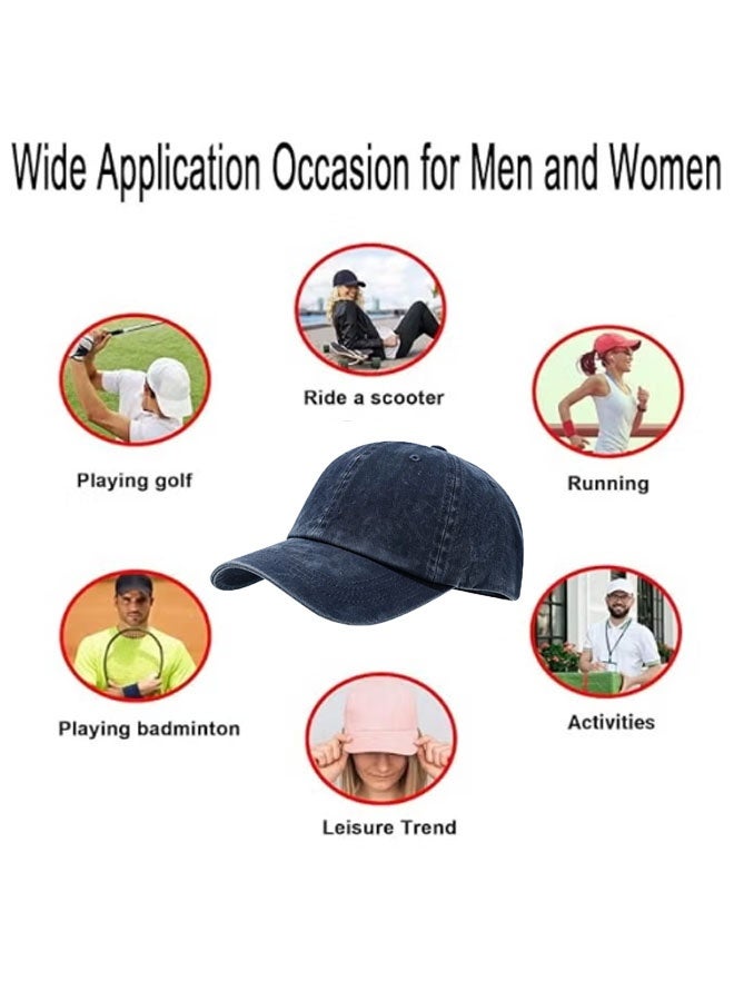 Happy D Baseball Cap, Golf Dad Hat, Adjustable, Original Classic, Low-Key, Cotton Hat, Unprocessed, Simple Flat Top, Unisex, Navy Blue - Image 3