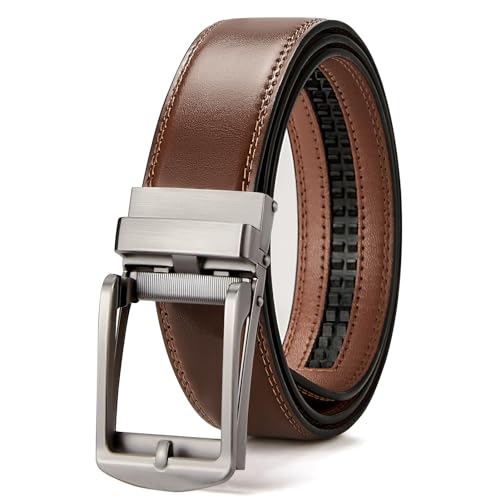BOSTANTEN Mens Belt Leather Ratchet 1 3/8'' Belt For Men Gift Dress and Casual with Adjustable Buckle, Trim to Fit - Image 1