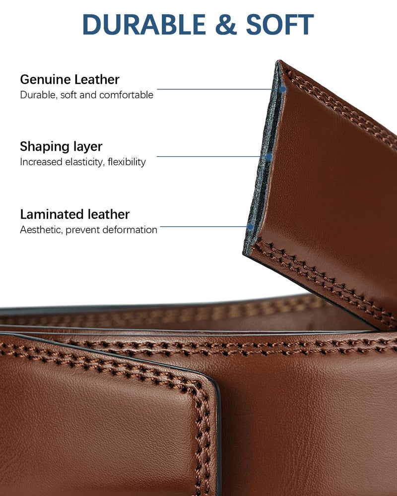 BOSTANTEN Mens Belt Leather Ratchet 1 3/8'' Belt For Men Gift Dress and Casual with Adjustable Buckle, Trim to Fit - Image 5