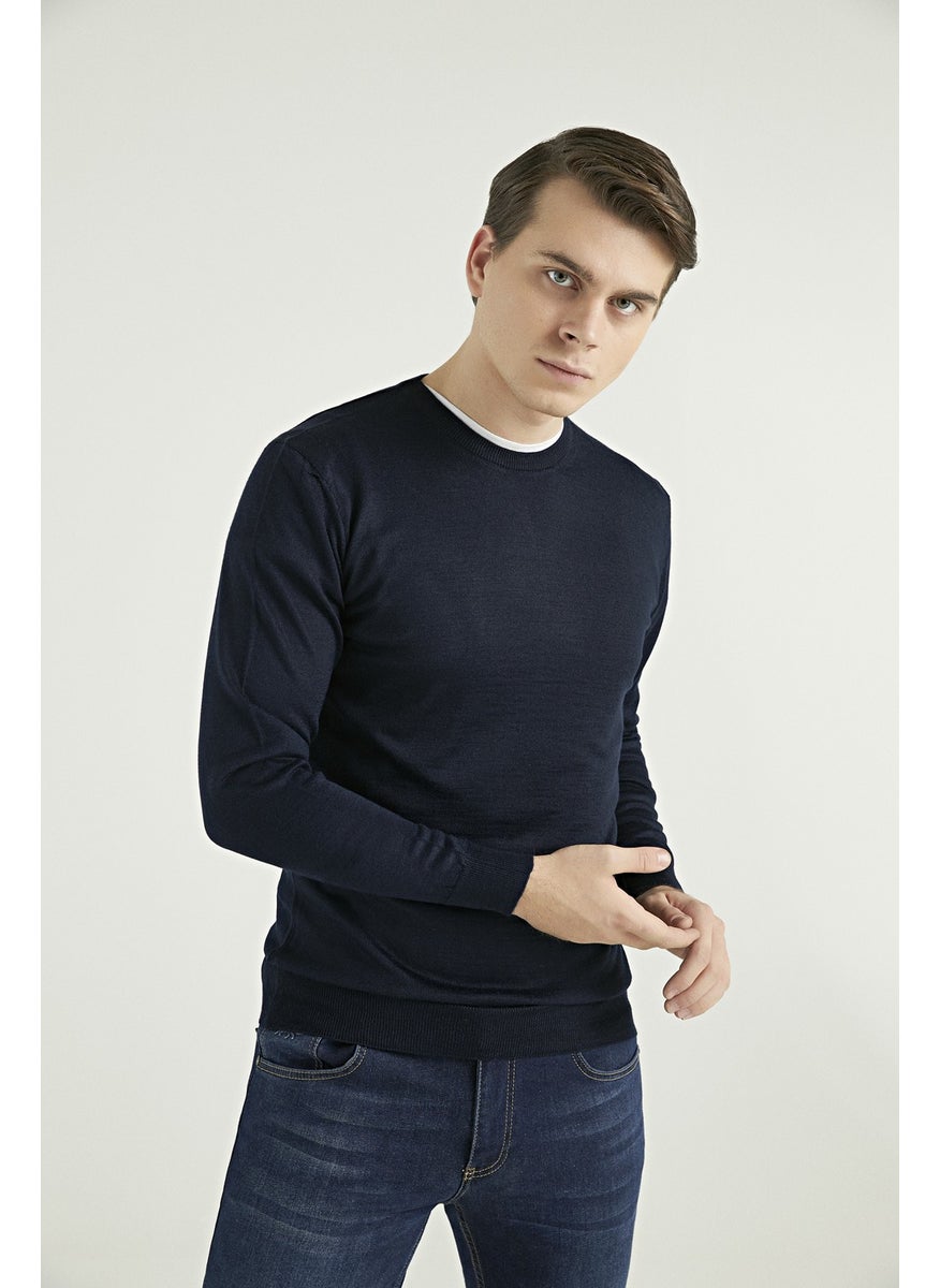 D'S DAMAT - Regular Fit Navy Blue Plain Knit 5HF060632004D - Image 1