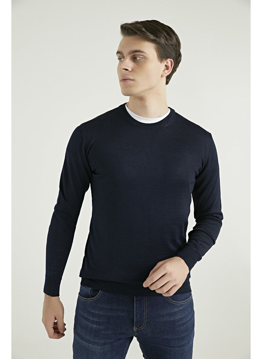 D'S DAMAT - Regular Fit Navy Blue Plain Knit 5HF060632004D - Image 1