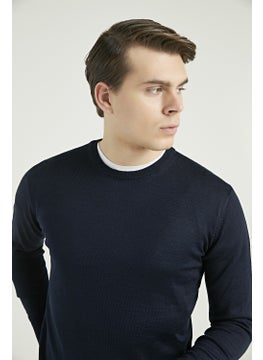 D'S DAMAT Regular Fit Navy Blue Plain Knit 5HF060632004D  - Image 3