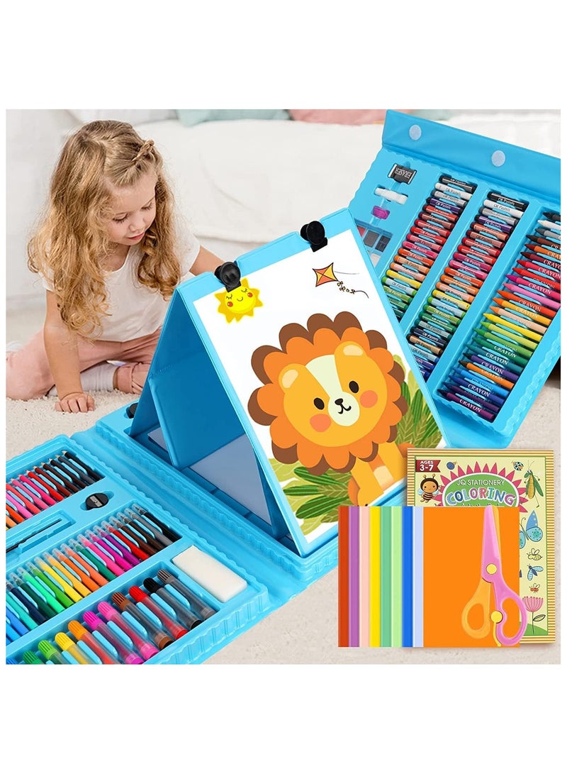 208 PCS Art Supplies,Drawing Art Kit for Kids Girls Boys Teens Artist, Art Set Case with Trifold Easel, Includes Oil Pastels, Crayons, Colored Pencils,... - Image 1