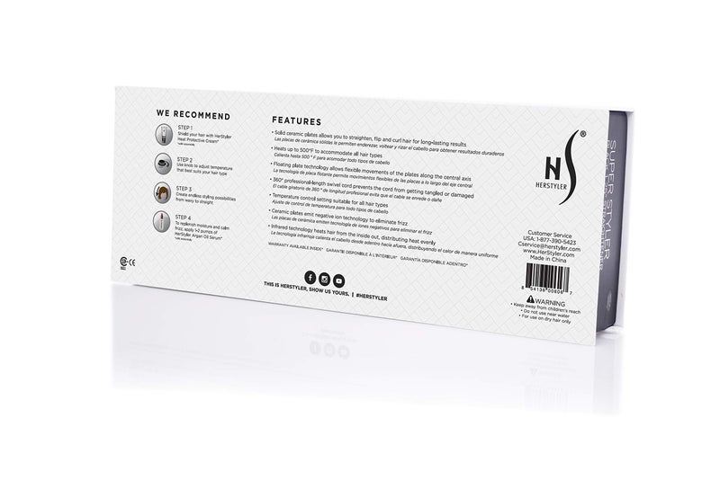 Herstyler Superstyler Onyx Ceramic Flat Iron - Ceramic Hair Straightener with Adjustable Temperature - Travel-Friendly Dual Voltage Flat Iron - Image 4