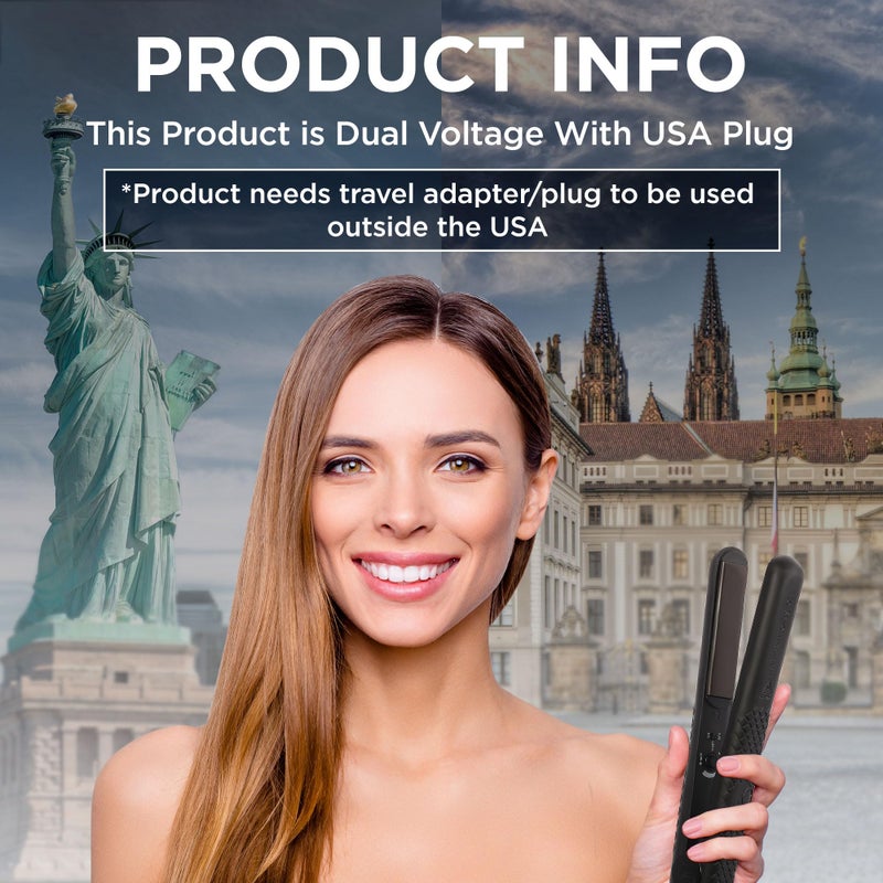 Herstyler Superstyler Onyx Ceramic Flat Iron - Ceramic Hair Straightener with Adjustable Temperature - Travel-Friendly Dual Voltage Flat Iron - Image 3