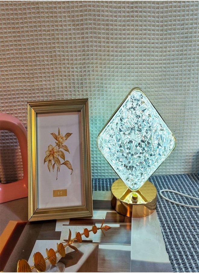 C&C Home Touch Control 3 Colors Square Shape Rechargeable Table Lamp with Metal Base Small Decorative Acrylic Night Light Crystal Table Lamp for Party Living Room Bedroom  - Image 4