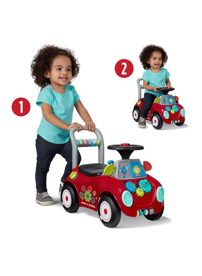 Radio Flyer Busy Buggy, for Toddlers 1-3, 3-in-1 Push Walker Ride On Car with 17 Sensory Activities, Anti-Tip Feature, Under-Seat Storage, Horn and Gears, 42 lb Capacity, Toddler Ride On Toys - Image 2