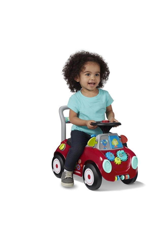 Radio Flyer Busy Buggy, for Toddlers 1-3, 3-in-1 Push Walker Ride On Car with 17 Sensory Activities, Anti-Tip Feature, Under-Seat Storage, Horn and Gears, 42 lb Capacity, Toddler Ride On Toys - Image 1